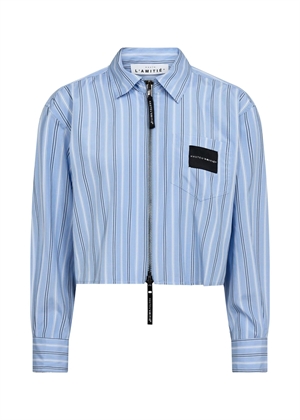 Crop stripe zip skjorte Pale Blue HAUTE L\'AMITIÈ